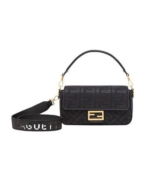 fendi black cloth bag|fendi black baguette bag.